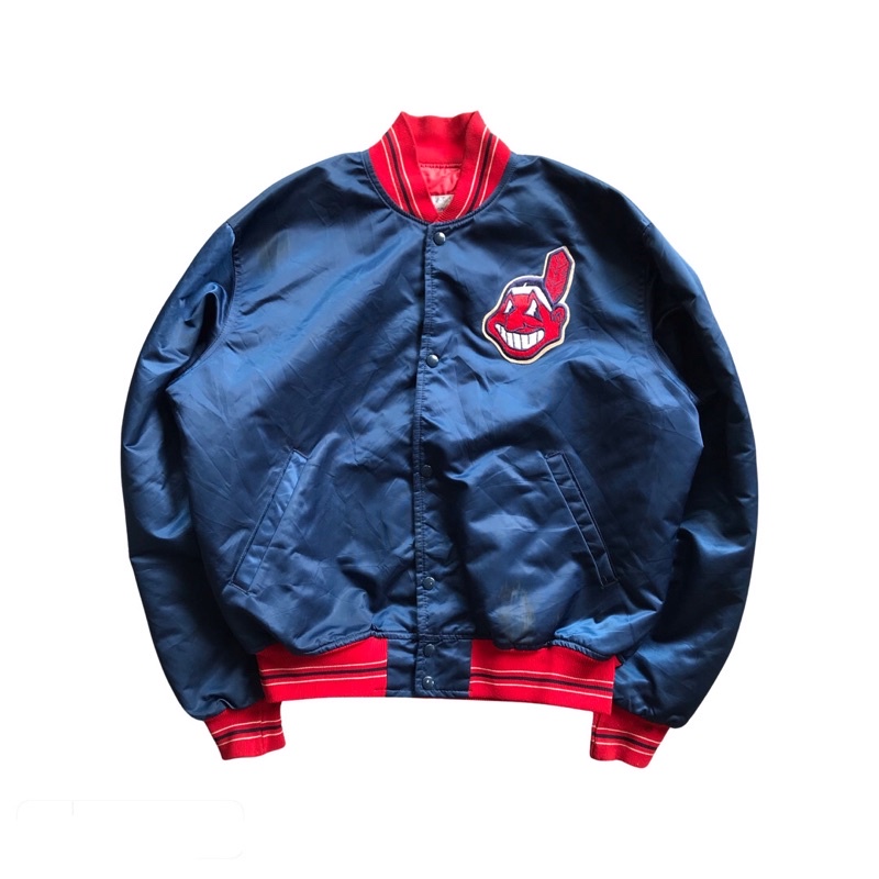 cleveland indians varsity jacket by diamond collection starter. second original