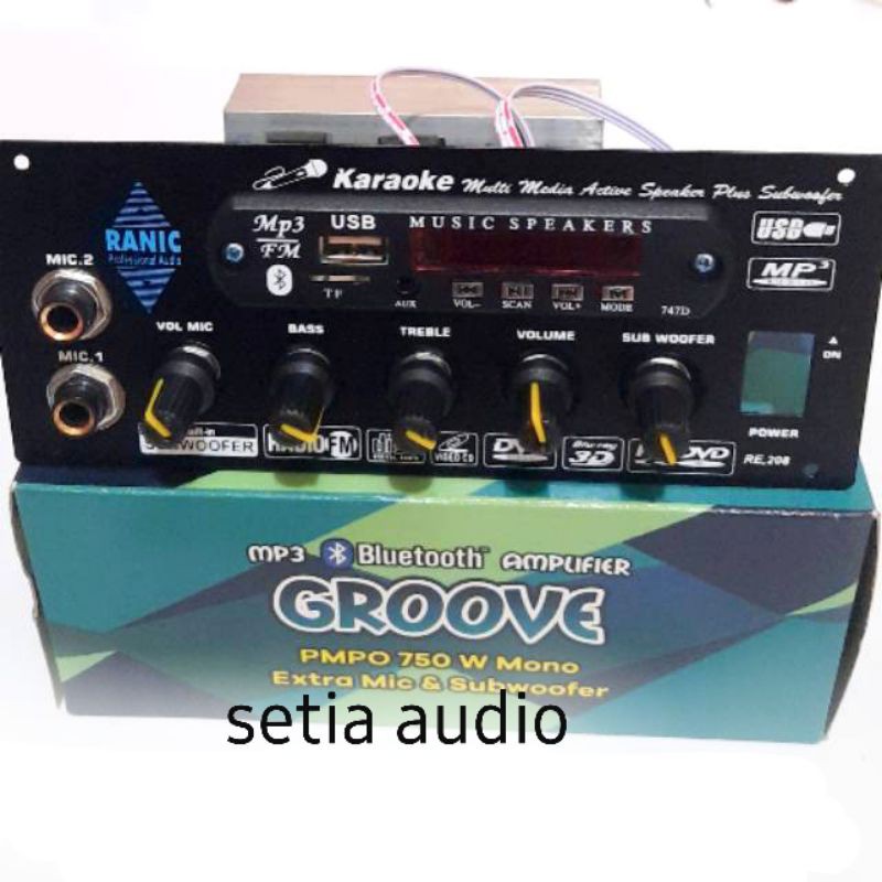 kit power amplifier aktif speaker mono mic subwofer plus mp3 blutoot groove