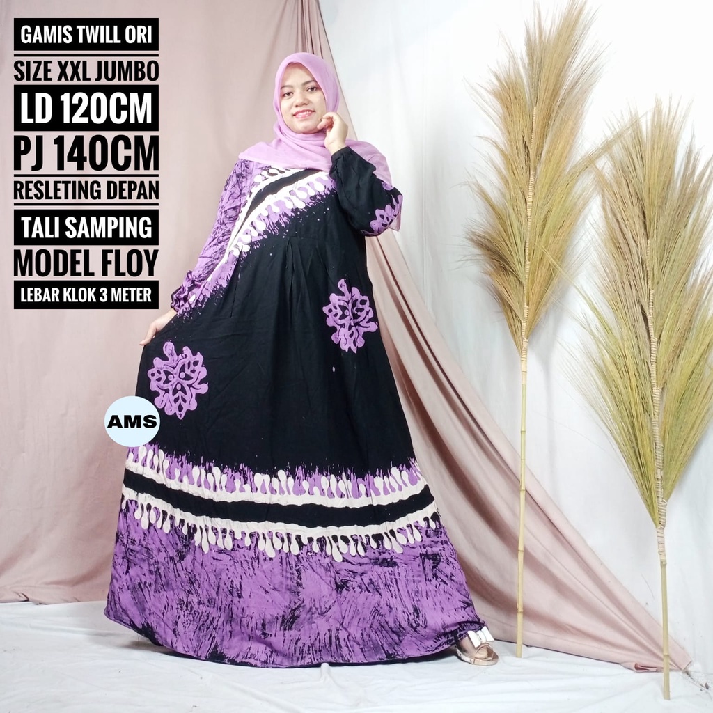 Gamis Twill Jumbo Ld 120 Premium Ori Tebal Daster Twil Abstrak Lengan Panjang Cap Malaman