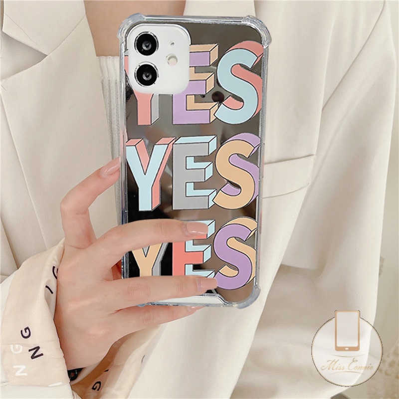 Casing iPhone 11 7Plus 8Plus XR X XS Max 13 12 Pro Max 7 8 Plus SE 2020 Shockproof Motif Tulisan YES