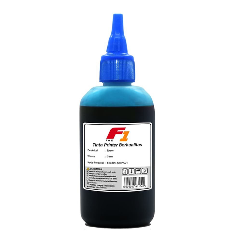 Tinta Premium Refill Dye Base Canon F1 CMYK Cyan Magenta Yellow Black Biru Merah Kuning Hitam 100ml