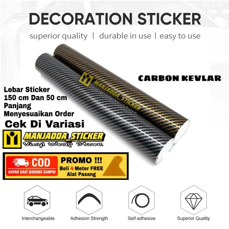 STIKER SKOTLET MOTOR CARBON KEVLAR UNTUK MOBIL DAN MOTOR