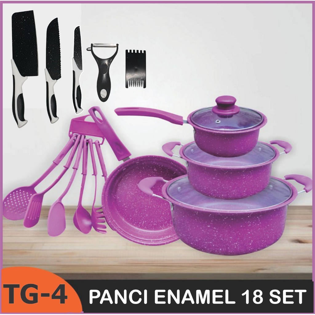 TERMURAH COD Panci Set 18 Pcs Panci Set Pisau Panci Set 18 Pcs Anti Lengket Pegangan Anti Panas SEGERA MILIKI