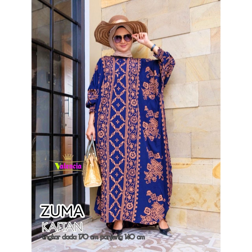 Kaftan Zuma - Kaftan Wanita Jumbo Katun Rayon Batik Premium Busui  Dress Gamis Batik Bigsize Fashion Muslim Kekinian LD 170 cm