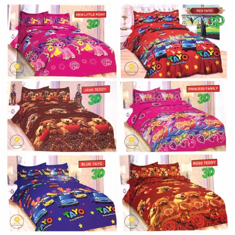 Sprei BONITA Motif Anak dan KARAKTER Terbaru 3D Disperse (BISA COD) ukuran 180x200, 160x200