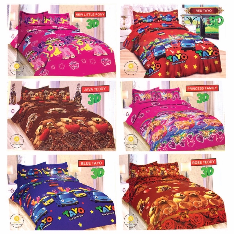 Sprei BONITA Motif Anak Terbaru 3D Disperse (BISA COD) ukuran 180x200, 160x200