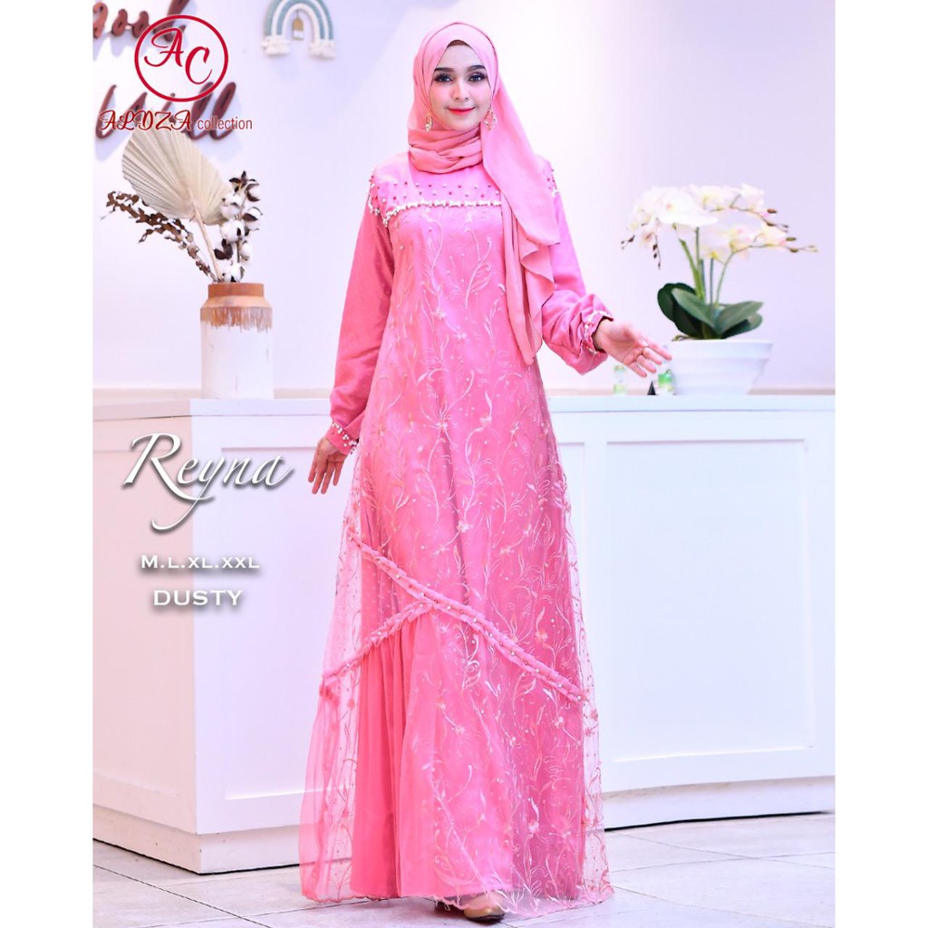 PROMO LONG DRESS PESTA TULLE MUTIARA BORDIR / LONG  DRESS PESTA CANTIK