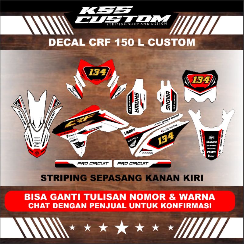 DECAL CRF150L SIMPEL VARIASI - DECAL CRF 150L FULL BODY - DECAL CRF SUPERMOTO - DECAL CRF PUTIH - DE