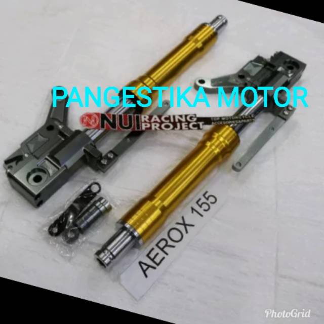 Shock depan USD upside down double disk NUI RACING cnc PNP  AEROX 155 VVA