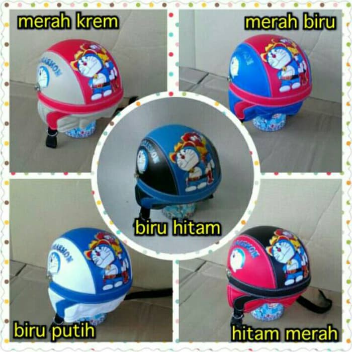 helm retro bogo anak motif doraemon/ helm sepeda