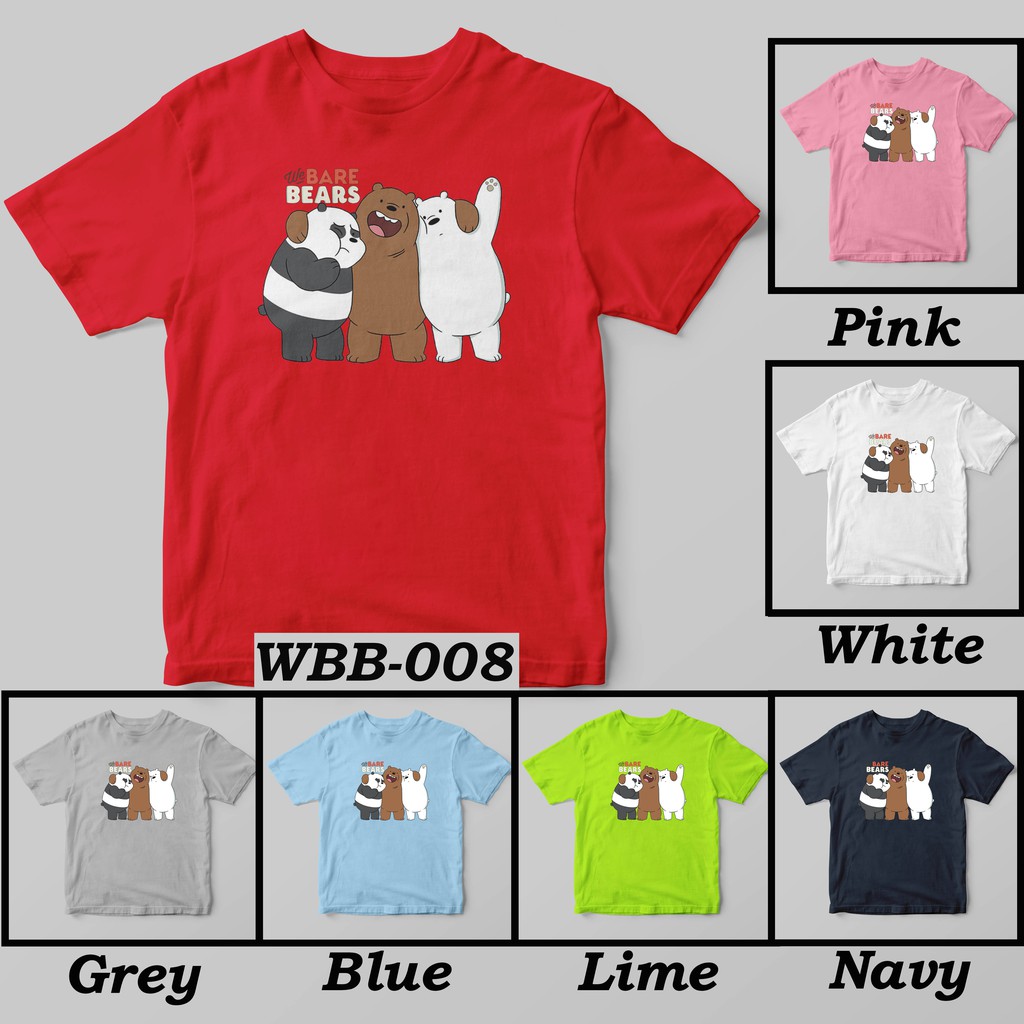 [FREE NAMA !!] Kaos Anak &amp; Family We Bare Bears 100% COTTON PREMIUM