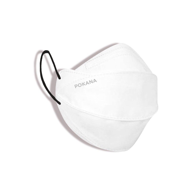 [ ECER / SATUAN - FASHION SERIES ] Pokana Duckbill Earloop Medical Mask 4PLY Masker Dewasa Eceran-Putih - Tali Hitam