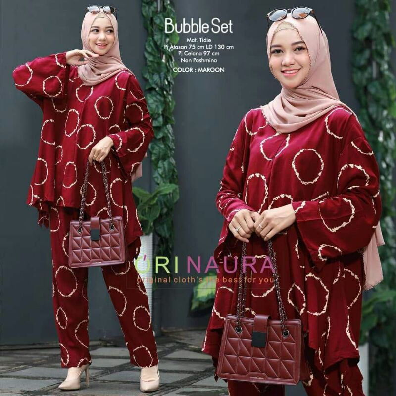 BAJU WANITA SETELAN TIE DIE DYE WAKA JUMBO SINTIA SET BUSUI ONE SET RAYON MOTIF KEKINIAN-CINCIN MAROON