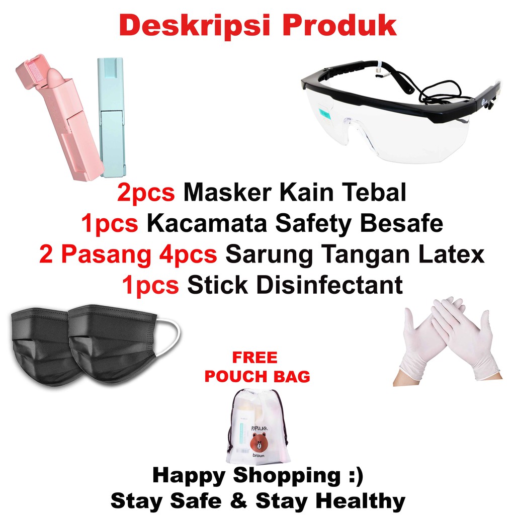 New Normal Paket Kesehatan Kacamata Safety + Stick Disinfectant