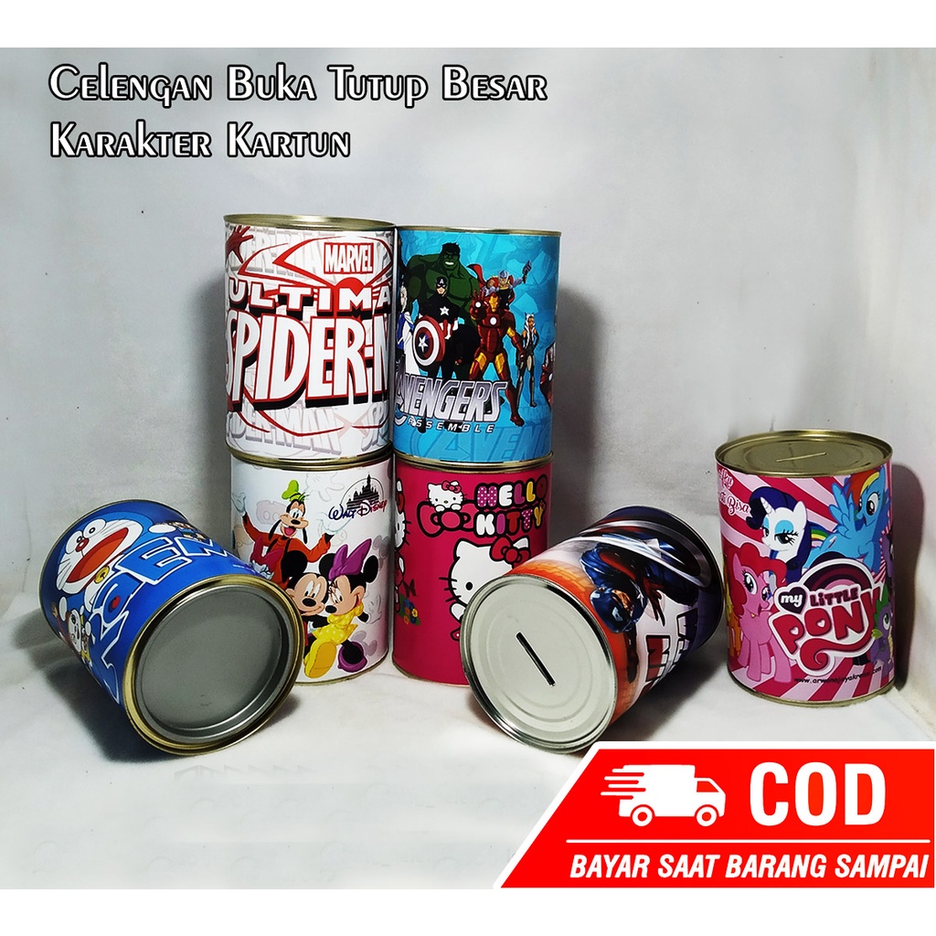 Celengan Buka Tutup Besar Karakter Kartun / Celengan Anak / Celengan Kartun Besar
