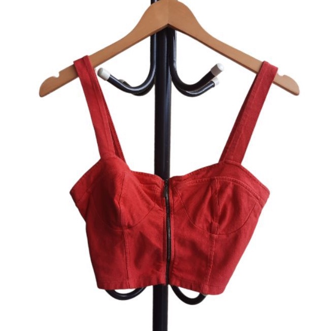 NEW BARU Y2K BERSKHA ORIGINAL RED / MERAH CROP TOP TANK BUSTIER SEXY LIMITED EDITON BY BERSHKA / ORI