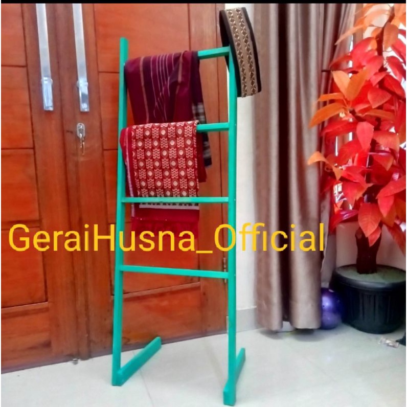 rak jilbab tangga kayu gantungan sajadah sarung pot ladder hanger hijab tempat mukena kayu aesthetic