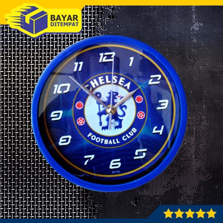 Jam Dinding Chelsea Tempel Wall Clock Sepak Bola Foot Ball Murah Grosir Hiasan Dinding