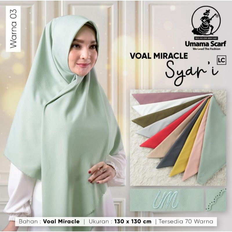 MURAH ! HIJAB SYAR'I LC SQUARE BAHAN VOAL MIRACLE PREMIUM UMAMA LASER CUT JILBAB KERUDUNG SEGI EMPAT