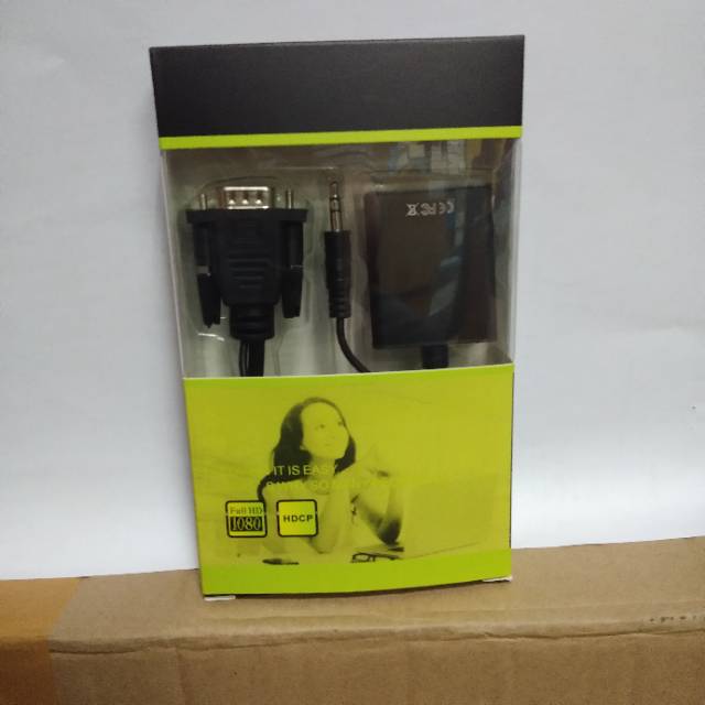 Konverter Kabel VGA To HDMI with Audio Hijau