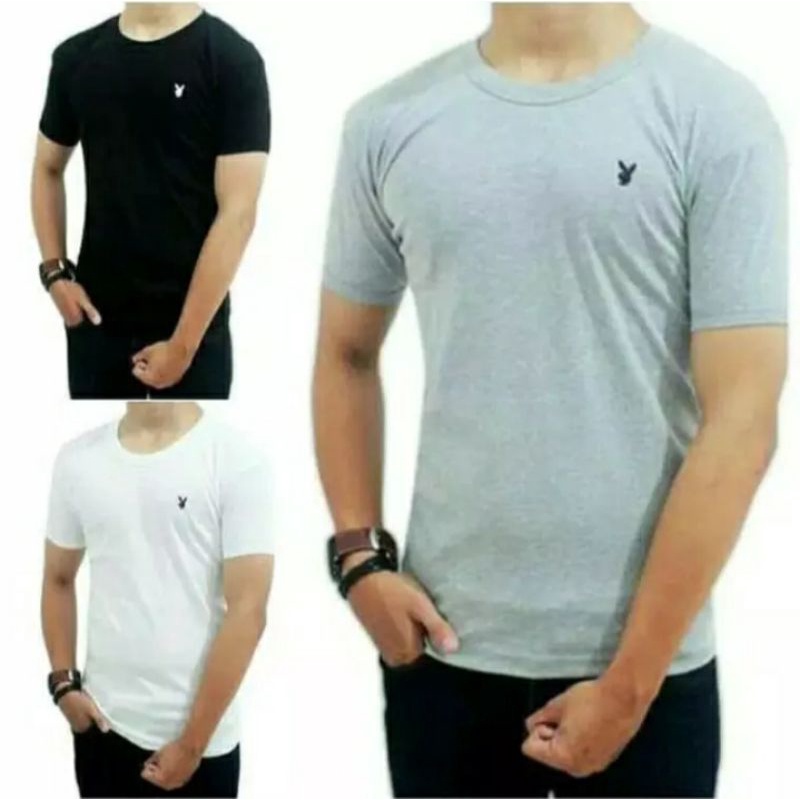 {Paket 2 Pcs Kaos PlayBoy} Kaos Dalaman Pria Dewasa Logo Bordir PlayBoy / Baju Dalaman Pria / Dalama