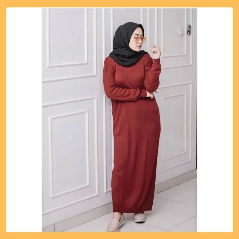 [ DRESS ] MEDARI LONG KNIT / LONG DRESS RAJUT / FASHION MUSLIM WANITA / BAJU RAJUT LONG DRESS / GAMIS RAJUT