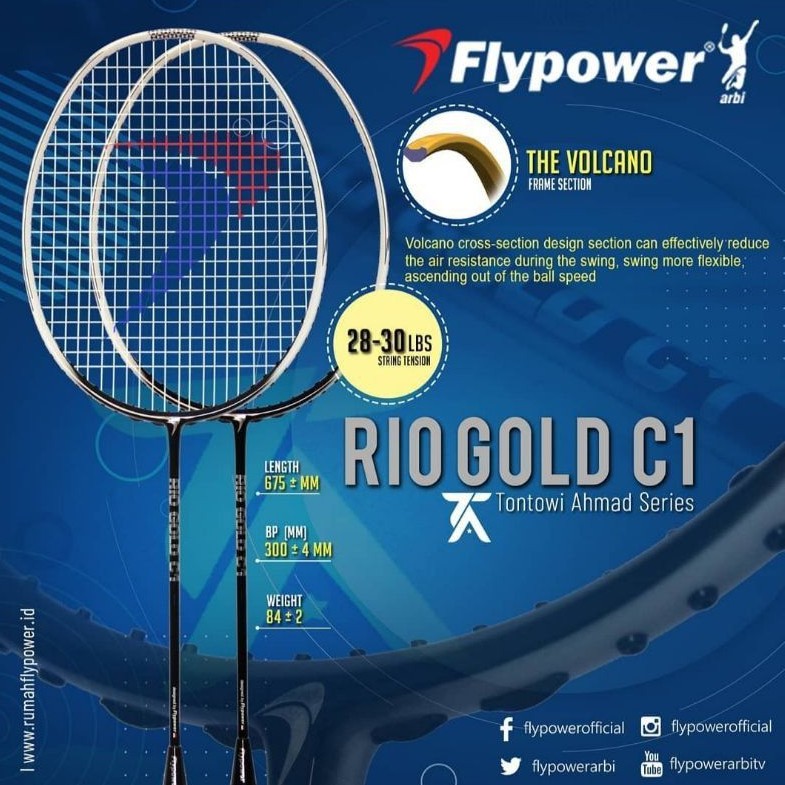 FLYPOWER RAKET BADMINTON RIO GOLD C1 (TONTOWI AHMAD SERIES)
