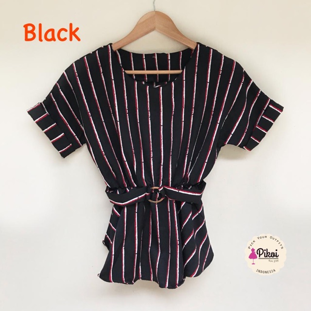 Baju kantor wanita / blouse garis cantik / baju ikat murah / baju peplum murah / blouse formal 1773