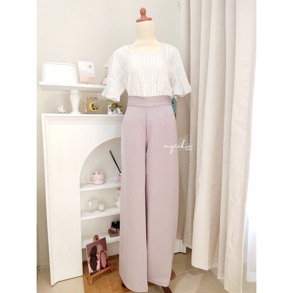 MyCikii Scuba Mauve Kulot Pants / kulot premium / celana panjang casual wanita / celana formal korea