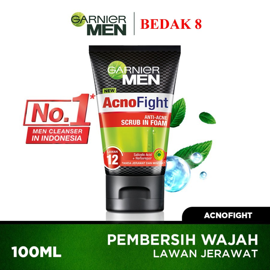 Garnier Foam Men 100ml |Acno Fight 12 in 1|Icy Scrub|Acno Wasabi|Cooling