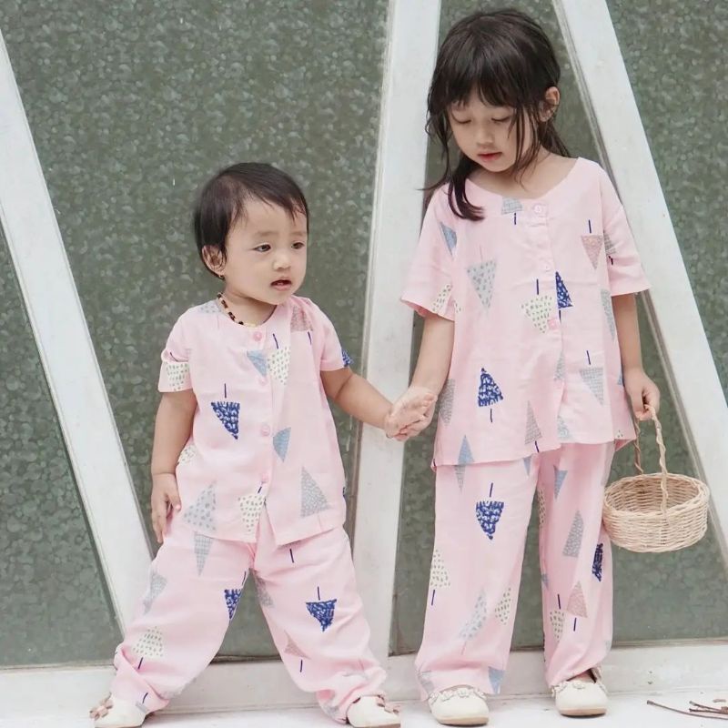 Piyama Anak Perempuan Katun motif 1-4 Tahun