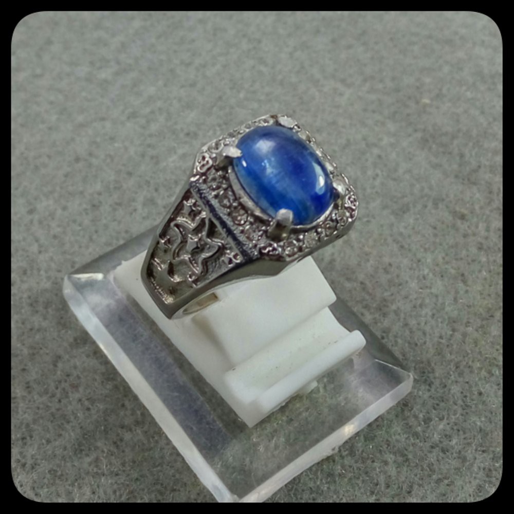 BATU CINCIN PERMATA BLUE SHAPPIRE AUSTRALIA ASLI NATURAL SIZE KANTORAN