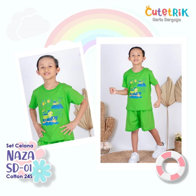 TERBARU  Setelan Kaos Anak Laki Laki Perempuan 3 8 tahun Katun Combad 24S (NAZA) Cutetrik Baju Haria