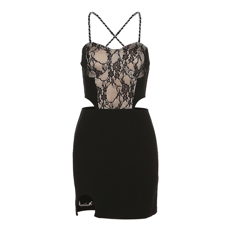 【AMY J】Black Lace Dinner Bodycon  Sexy Gown Dresses 7035