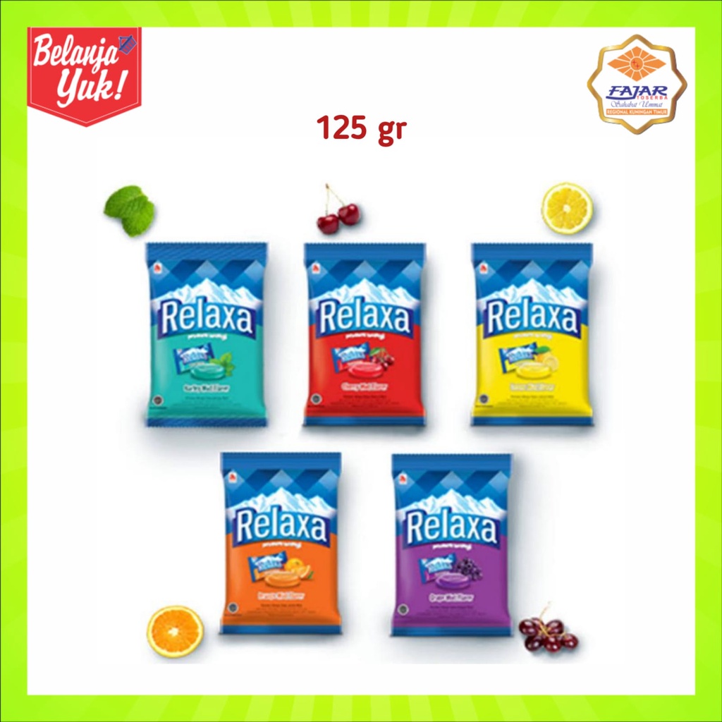 

Permen Relaxa Mint All Variant Rasa Cherry, Barley, Grape, Orange, Lemon 50 pcs 125 gr