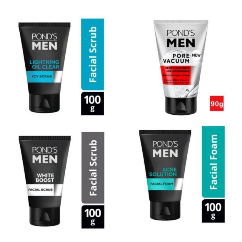 Ponds mens, pollution out,white boost, energi charge 100g