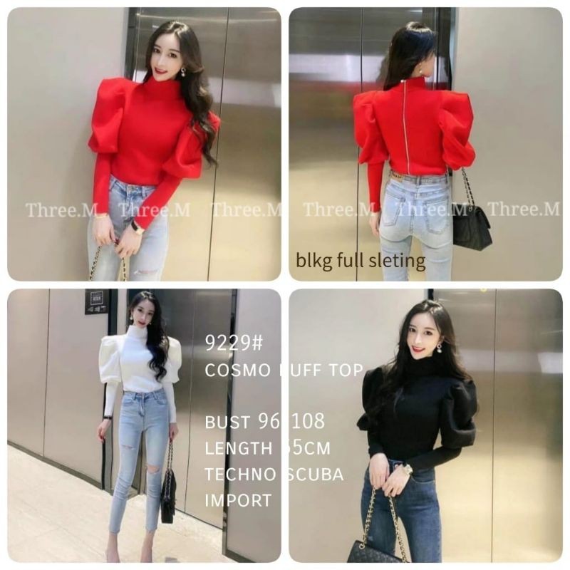 Import  Blouse import TM 9229 Bajubaloon Baju lengan balon Atasan cewek style cewek Korea cantik