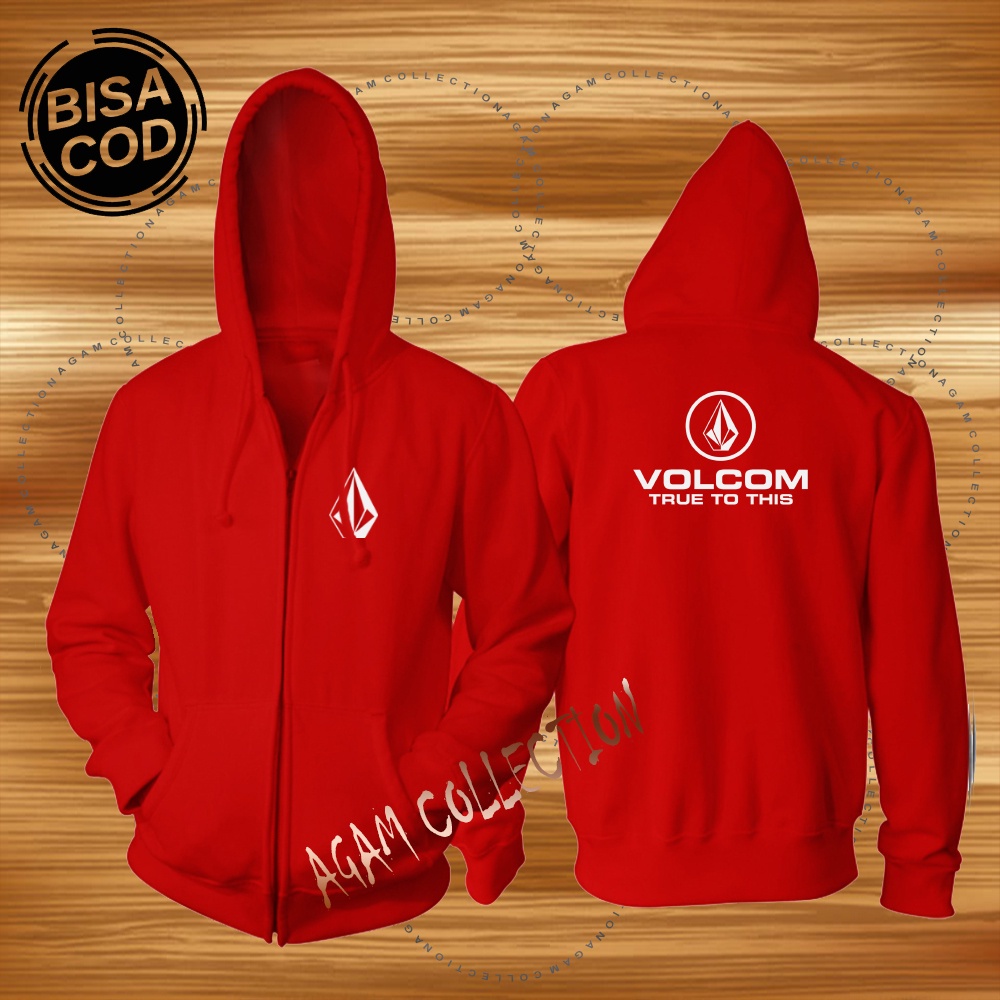 Agam collection Jaket Zipper Distro Volcom True DB Text Putih Premium Quality Jaket Pria Dan Wanita Jaket Murah Terlaris