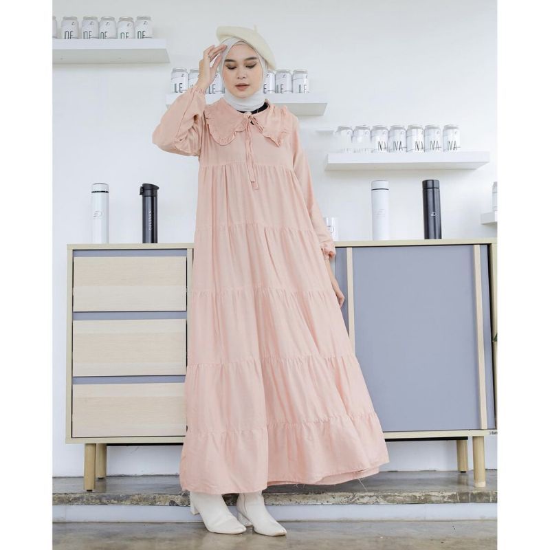 FC-LEVO MIDI DRESS WANITA | MIDI DRESS RUFFLE FASHION MUSLIM