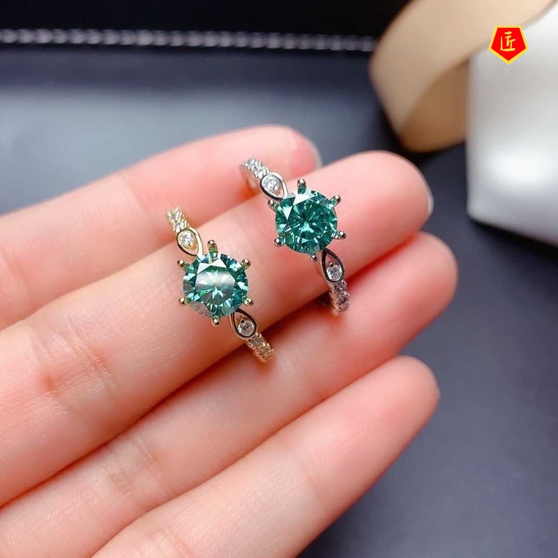 [Ready Stock]Creative Personality Green Moissanite Ring