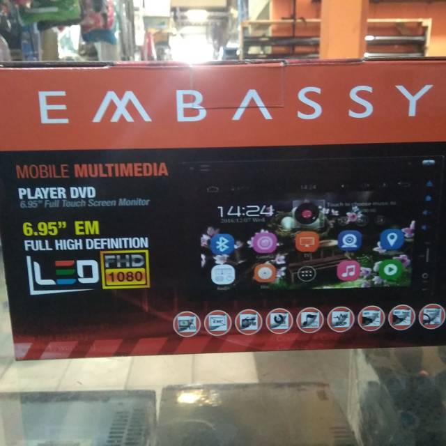 Doubledin tv full glass mirorlink embassy headunit audio mobil