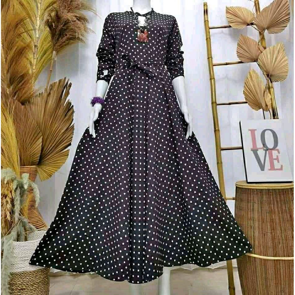 GAMIS KATUN FOLKADOT/GAMIS KATUN MURAH/GAMIS KATUN TEBAL/GAMIS KATUN ORI.