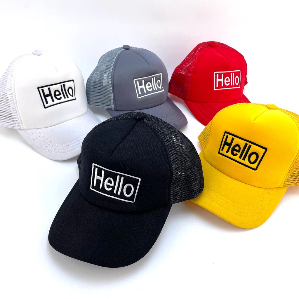 kiddiwear TOPI FASHION ANAK UNISEX / TOPI CASUAL CAP HAT / TOPI BASEBALL JARING hello