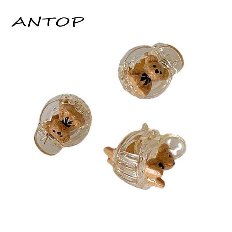 Retro Jepit Rambut 3D Double Little Bear Mini Acrylic Hair Claw Clips for Girls Kids Bobby Pin Small Hairpin ANTOP