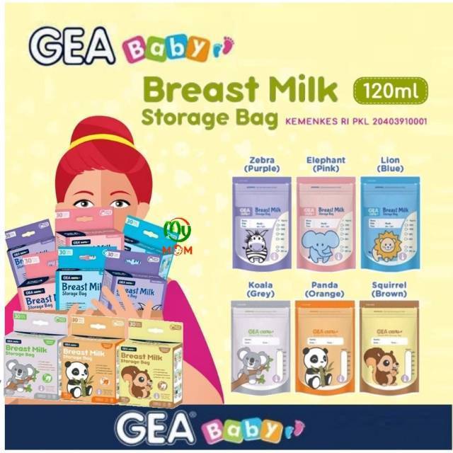 GEA Baby Kantong Asi 120ml Breastmilk Storage Safari Edition