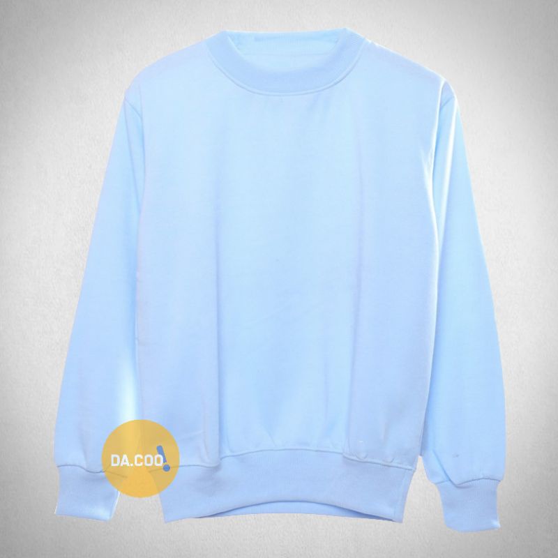 Basic Sweater Baby Blue Polos Crewneck Sweatshirt Pria Wanita