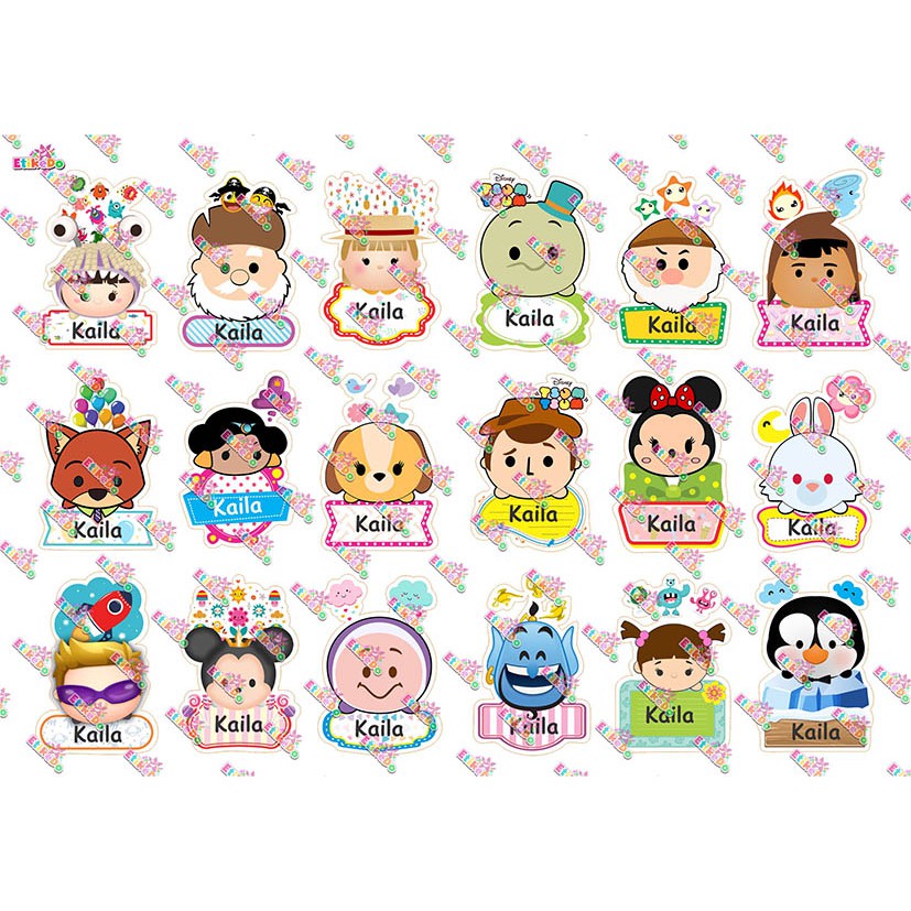 

LABEL NAMA TSUM TSUM 72 STIKER - ANTI AIR/ROBEK/LUNTUR -4 Nama TS3M4