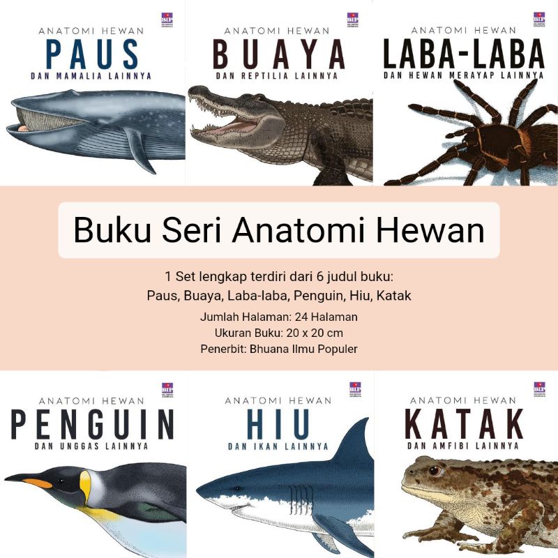 BUKU SERI ANATOMI HEWAN HIU PENGUIN PAUS KATAK LABA LABA BUAYA GRAMEDIA SALE