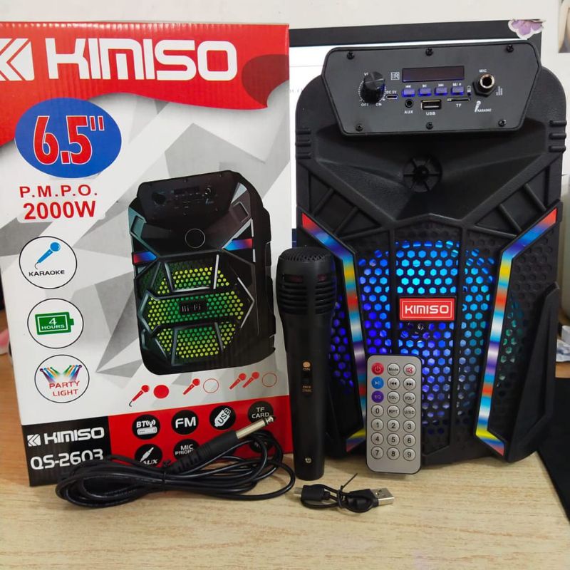 SPEAKER BLUETOOTH PROTABLE 6'5 KIMISO QS-2602 / QS-2603 PLUS MIK KAROKE