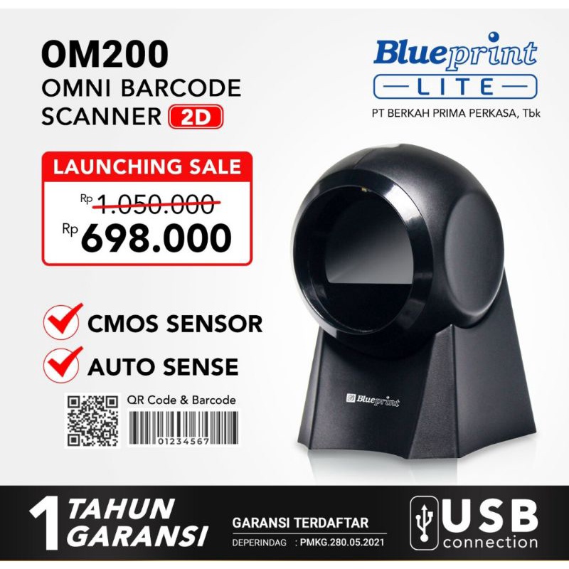 Omni Barcode Scanner OM200 BLUEPRINT 2D Auto Scan, QR code &amp; Barcode